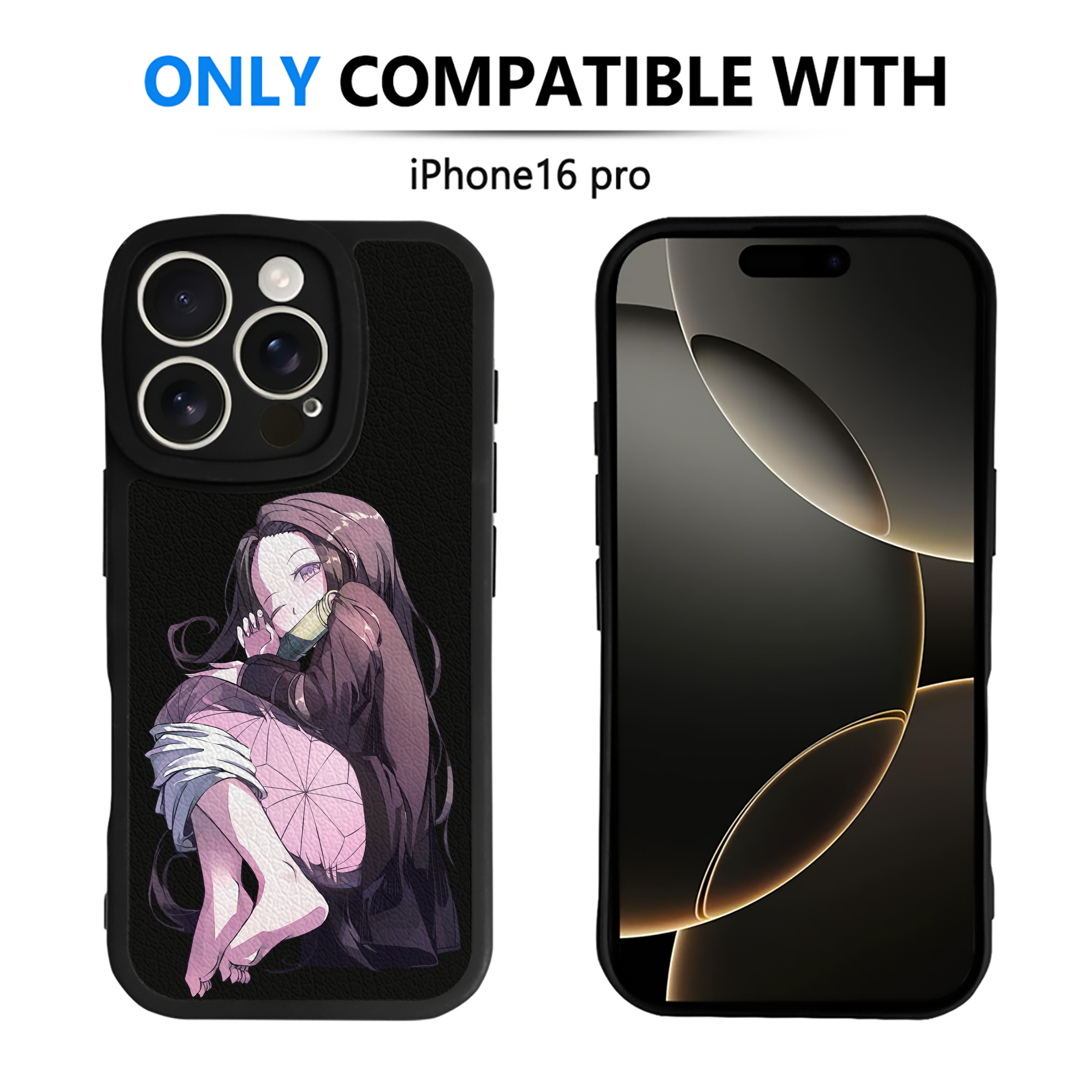 （画像用） 鬼滅の刃（きめつのやいば）竈門 禰󠄀豆子／かまど ねずこ Kamado Nezuko 【iPhone 16シリーズ対応】シリコンスマホケース（レザー調） 材質：シリコン